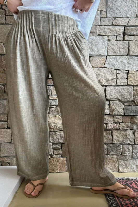 Loom & Thread Pin Tuck Pant Washed Earth /41=